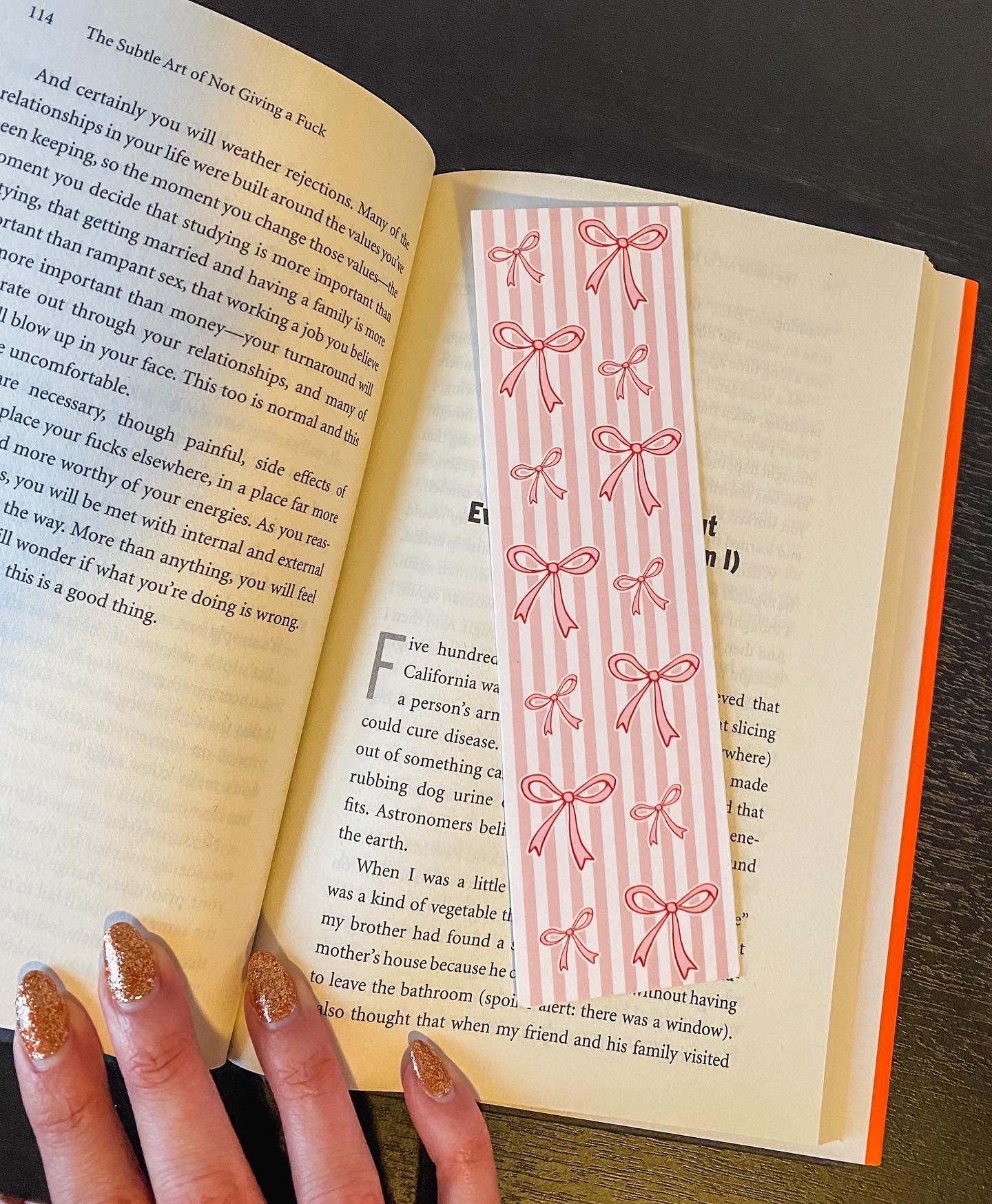 Pink Striped with Pink Bows Bookmark
