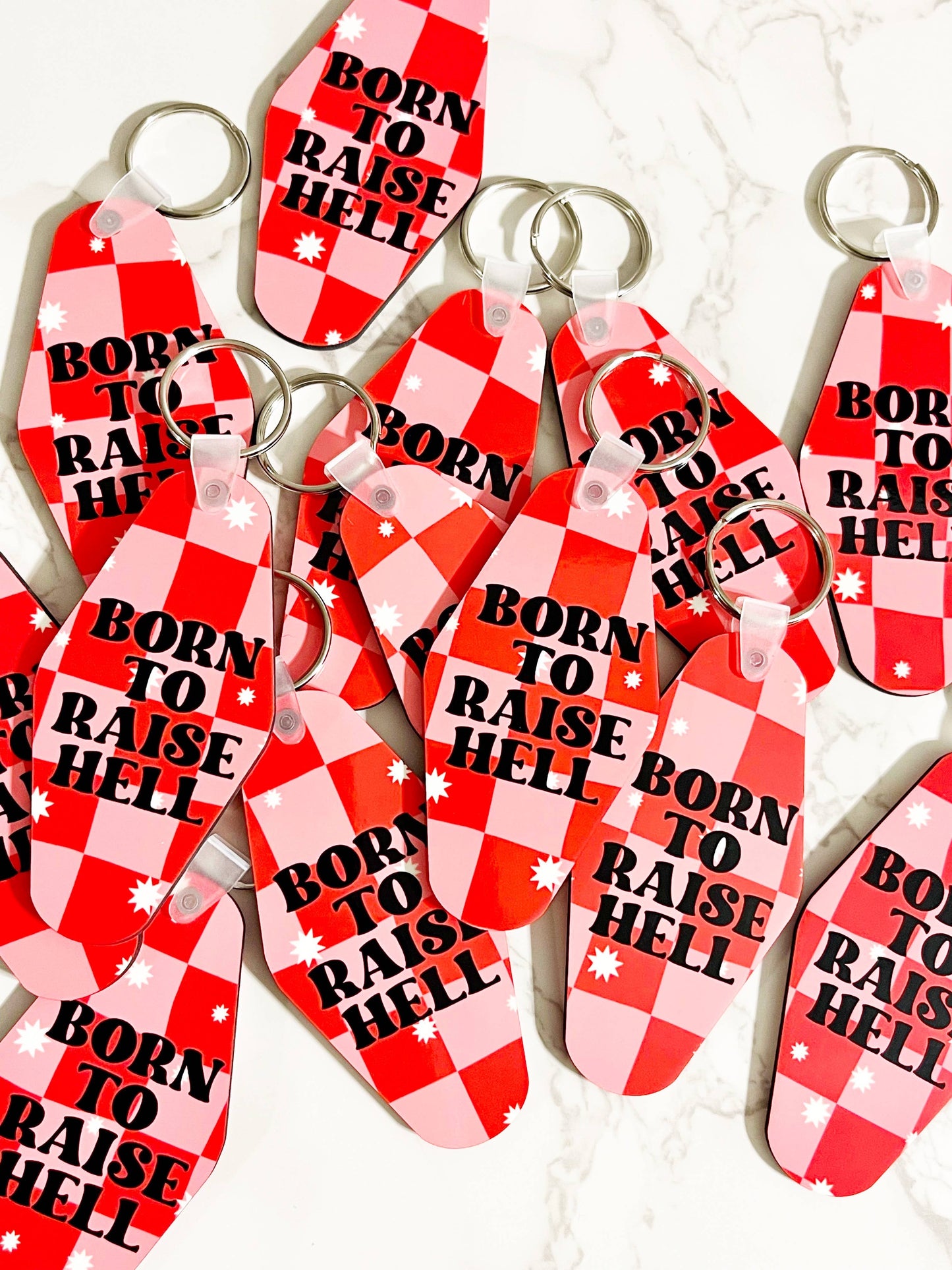 Motel Style Keychain, Born To Raise Hell Design