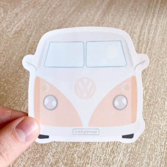 Vintage Volkswagen Pink Bus Sticker