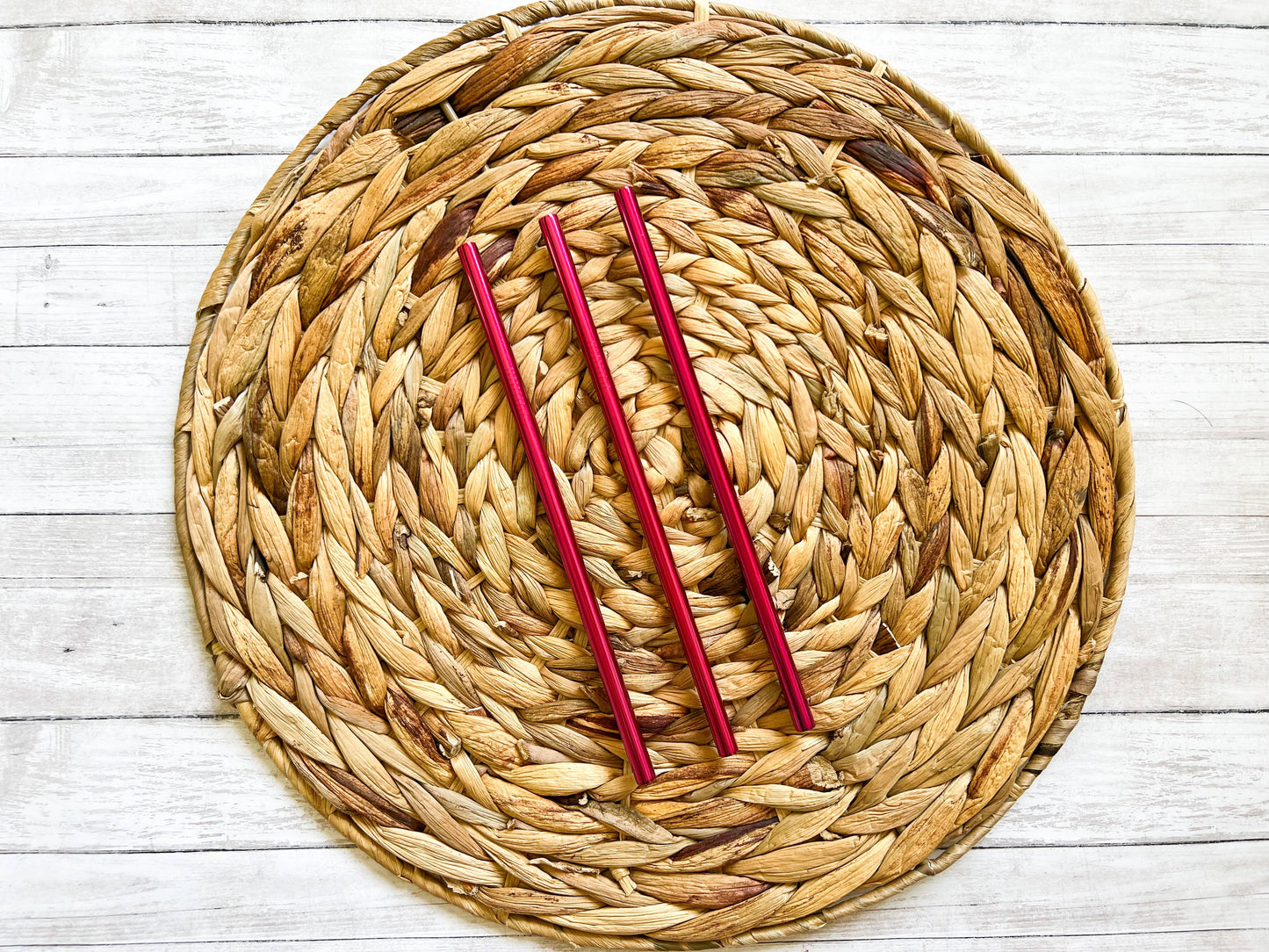 Pink Straight Stainless Steel Reusable Straw