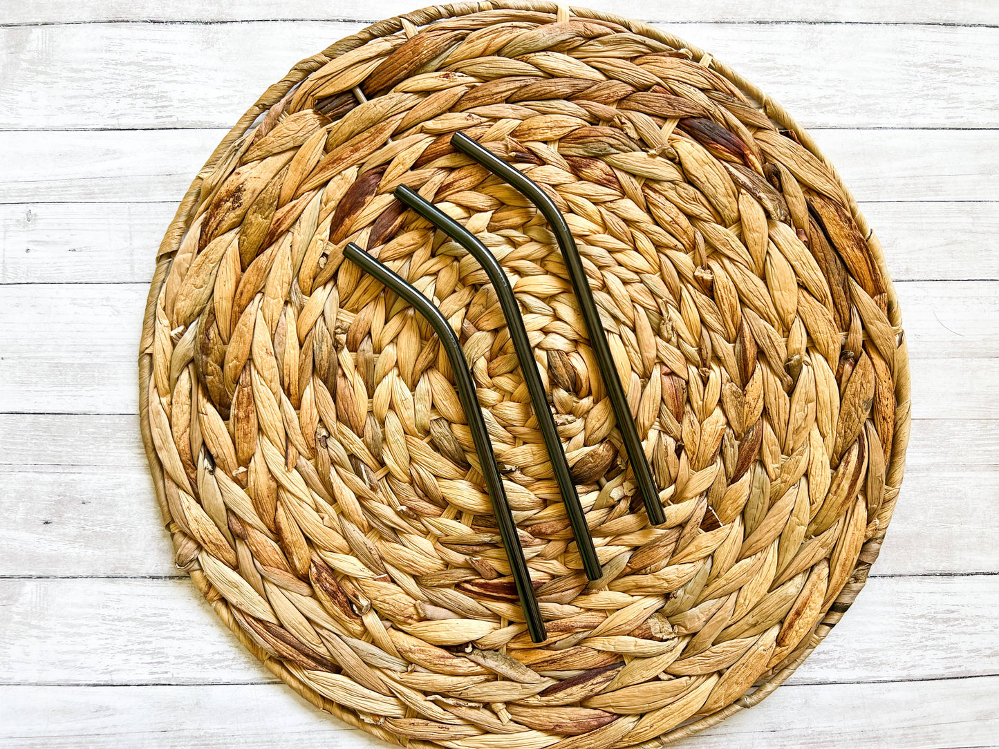 Black Bent Stainless Steel Reusable Straw