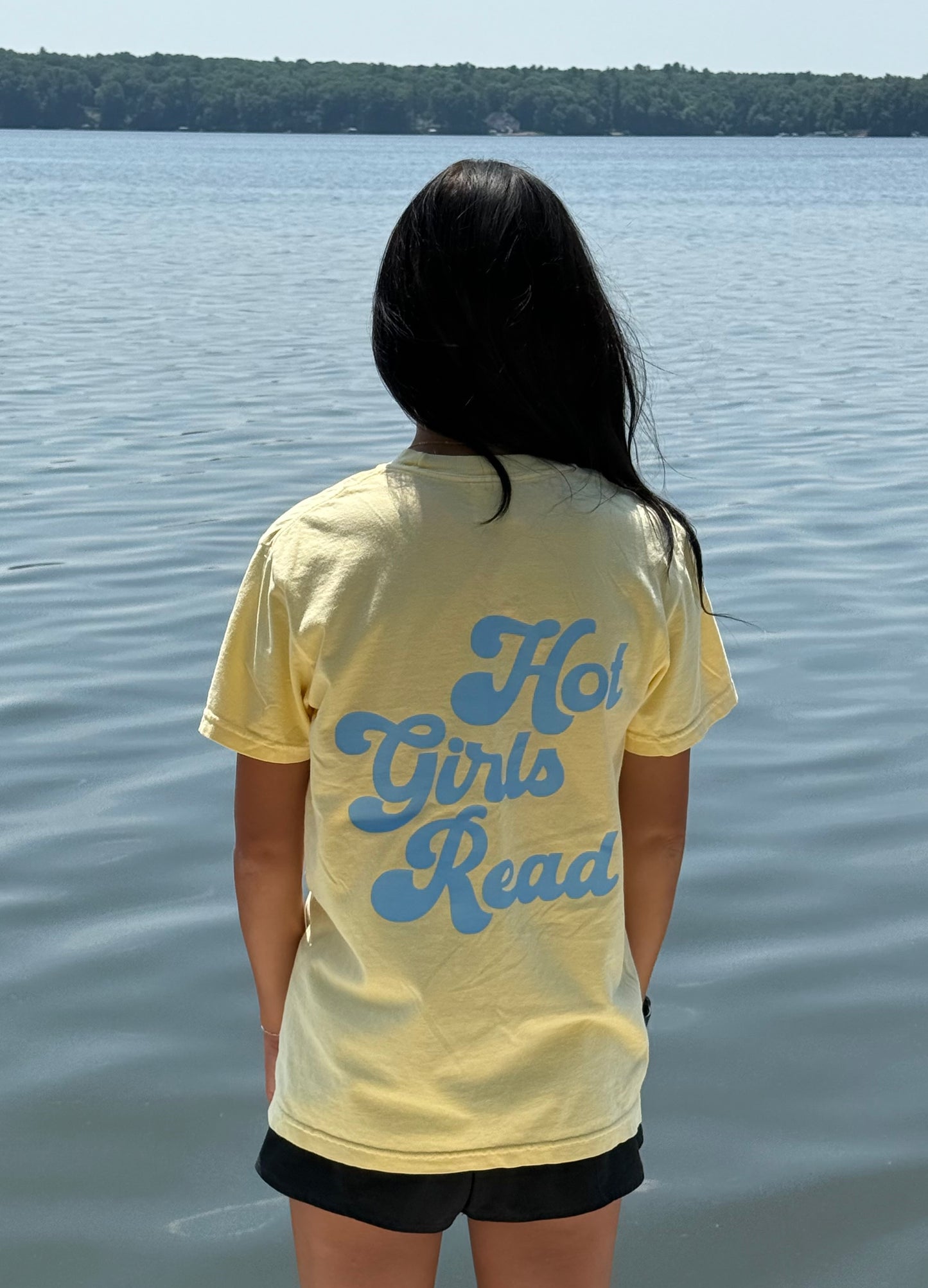 Hot Girls Read Blue Tee- Royal Blue & Yellow