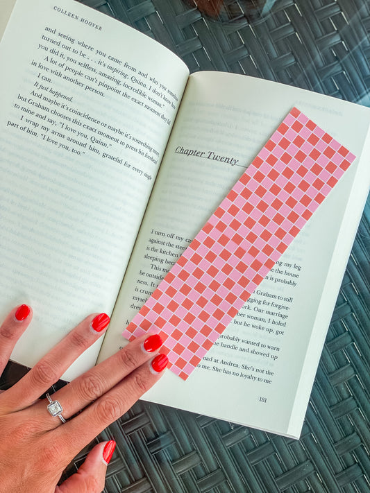 Pink & Orange Checkered Bookmark