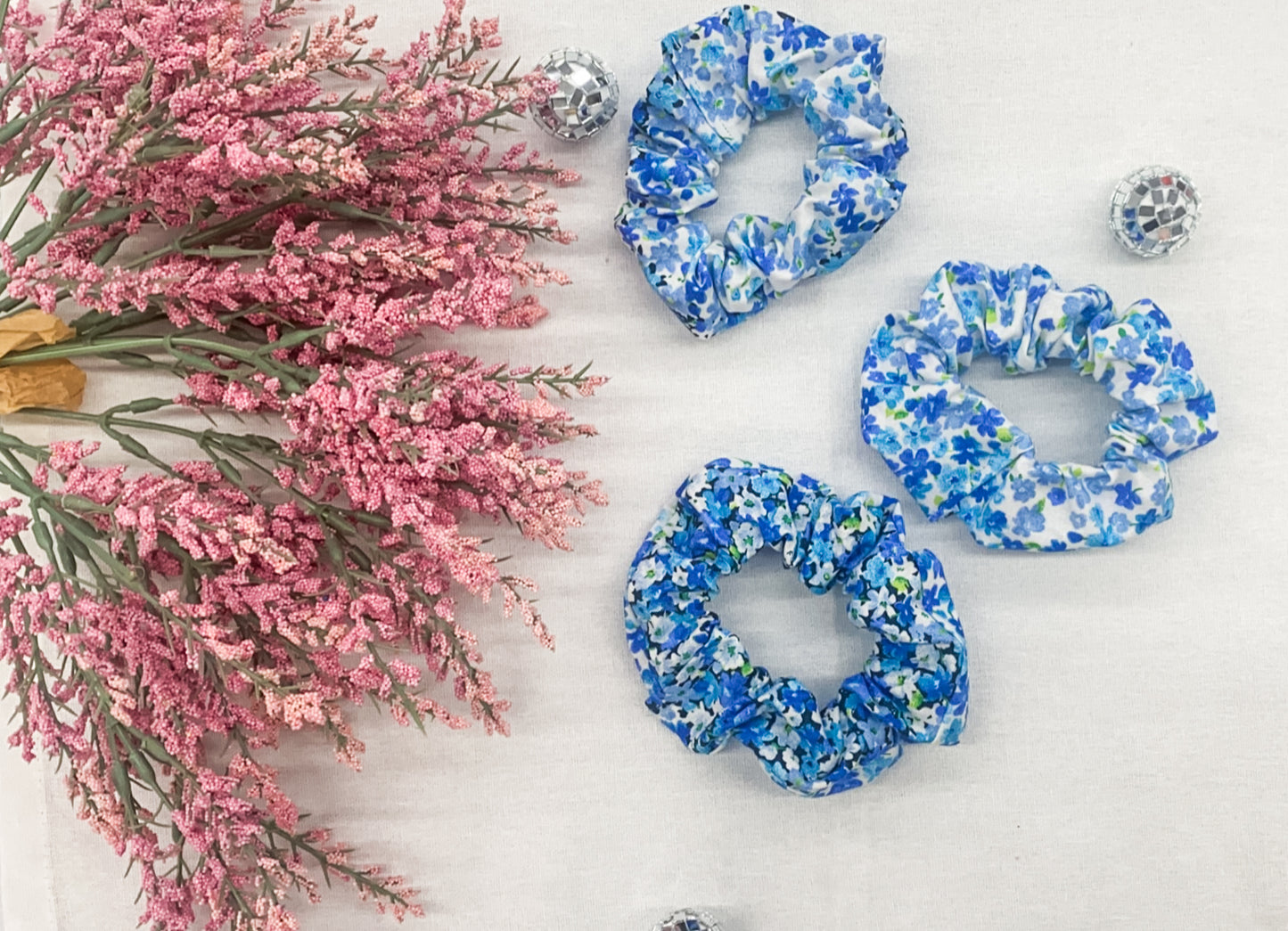 Blue Floral Scrunchie