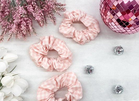 Pink Checkered Scrunchie