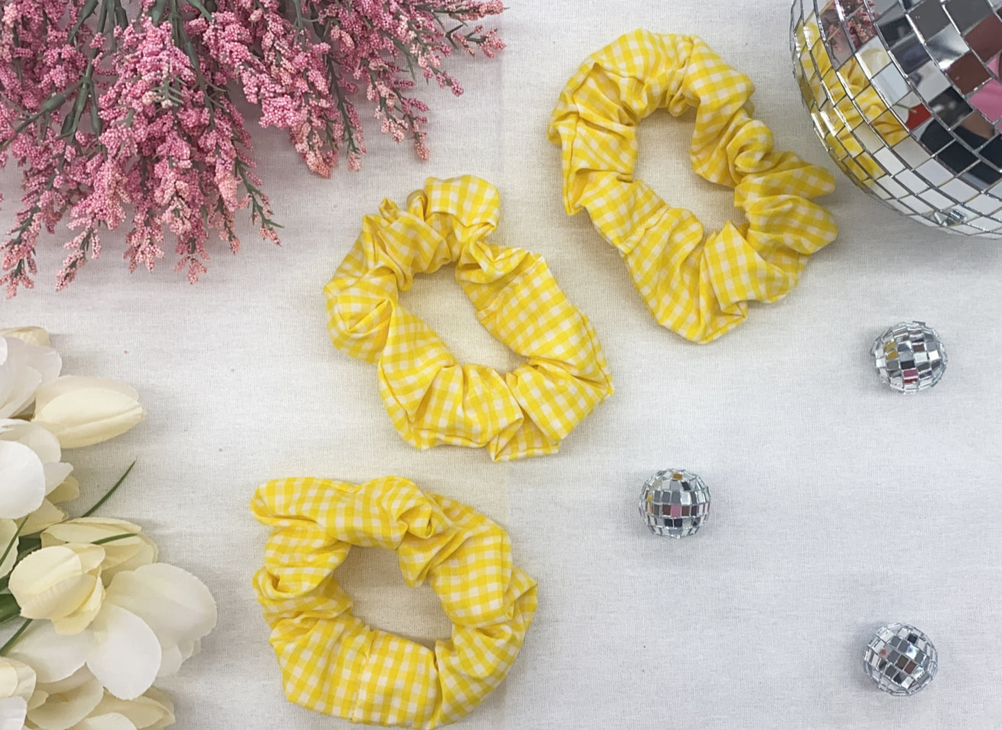 Yellow Checkered Scrunchie