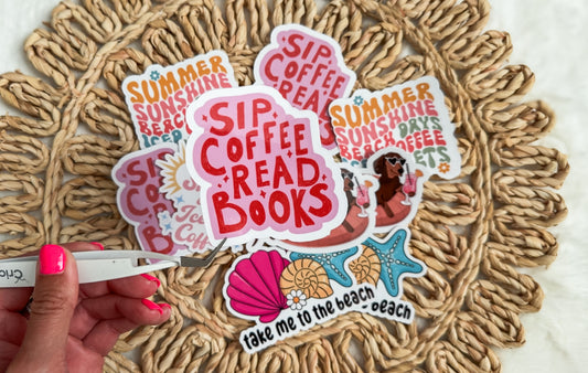 Sip Coffee & Read Books Sticker