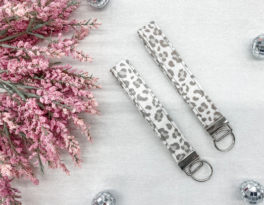 White Cheetah Wristlet