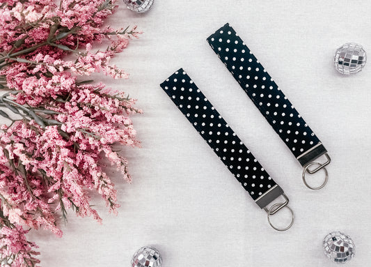 Black Polka Dot Wristlet