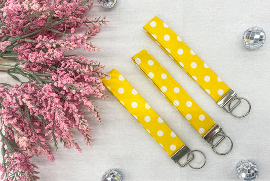 Yellow Polka Dot Wristlet