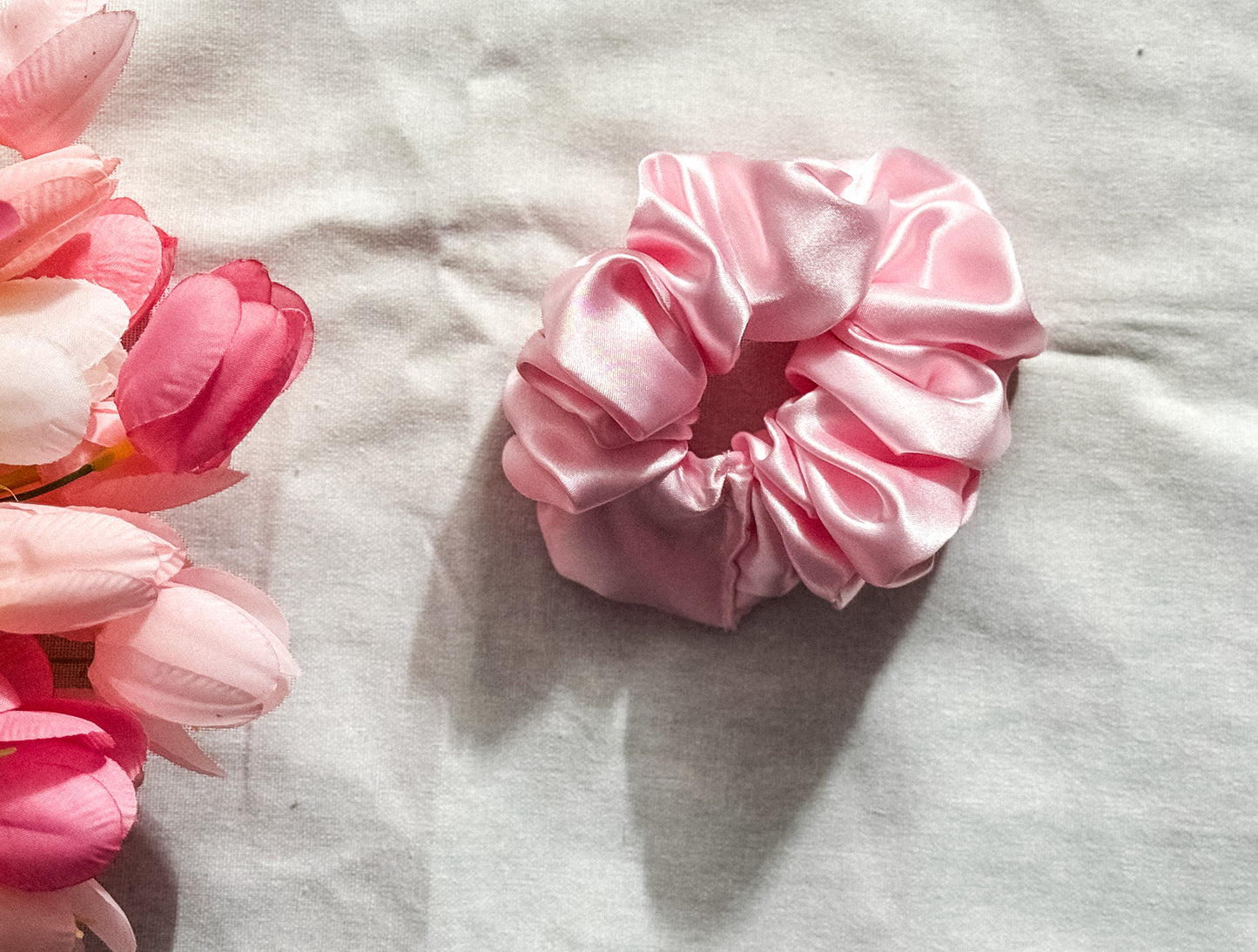 Pink Silk Scrunchie