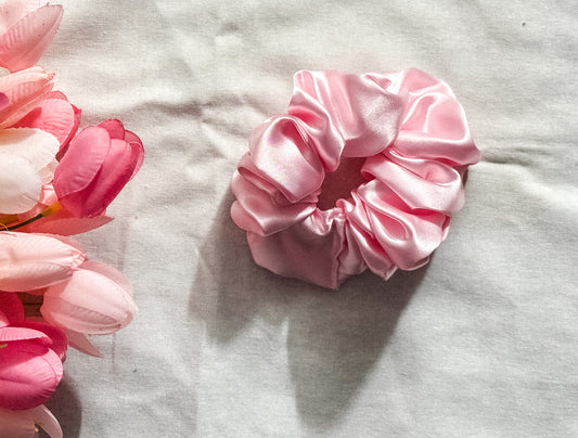 Pink Silk Scrunchie