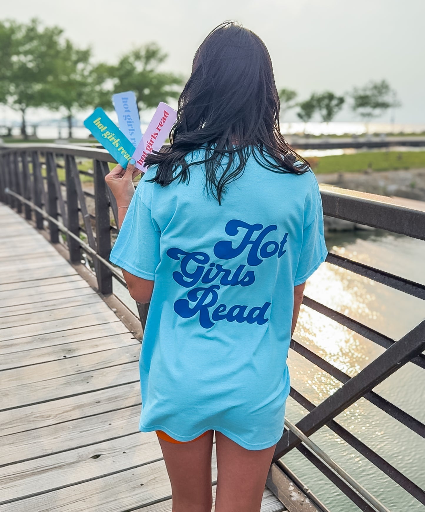 Hot Girls Read Blue Tee- Royal Blue & Yellow