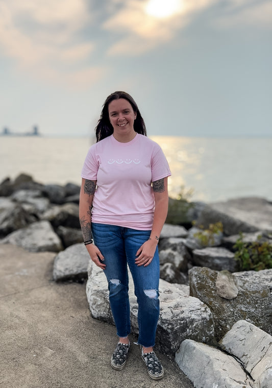 Smile More Today Pink Tee- White