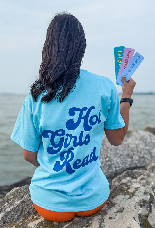 Hot Girls Read Blue Tee- Royal Blue & Yellow