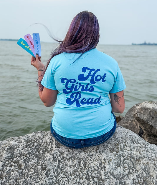 Hot Girls Read Blue Tee- Royal Blue & Yellow