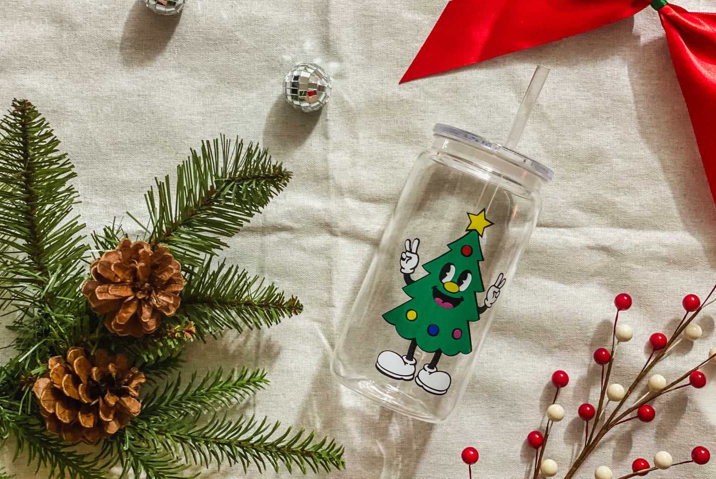 Retro Christmas Tree Plastic Cup