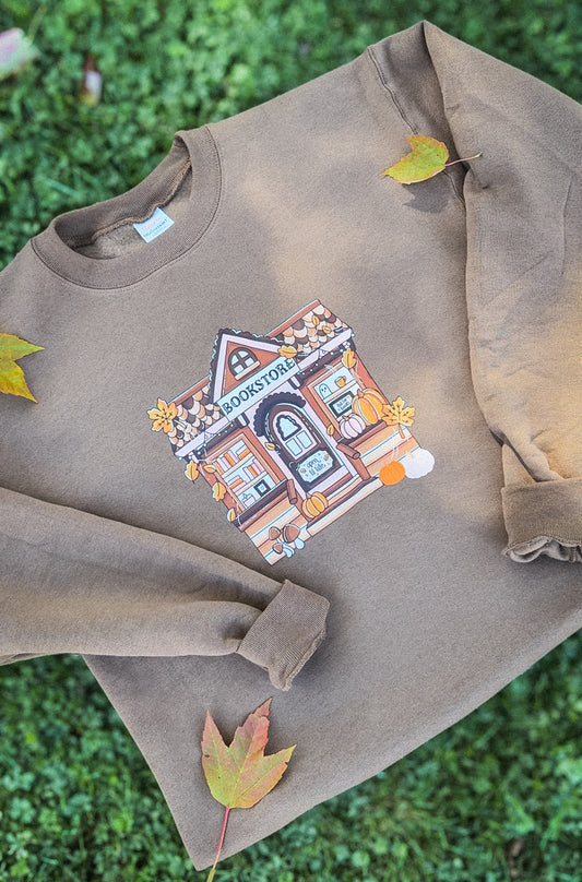 Cozy Bookstore Brown Crewneck