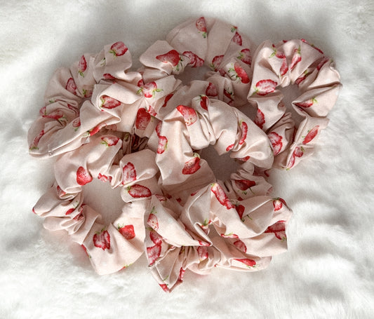 Pink Strawberry Scrunchie