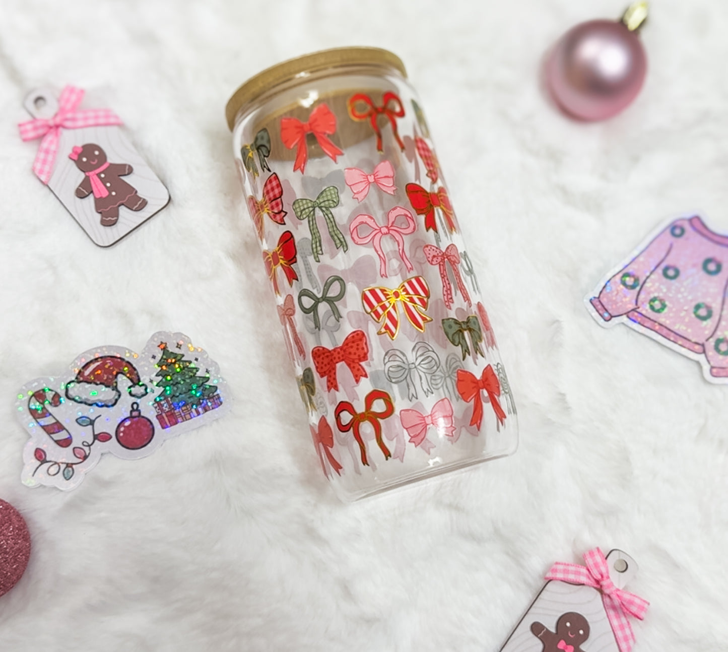 Wrapped in Cheer Glass Cup