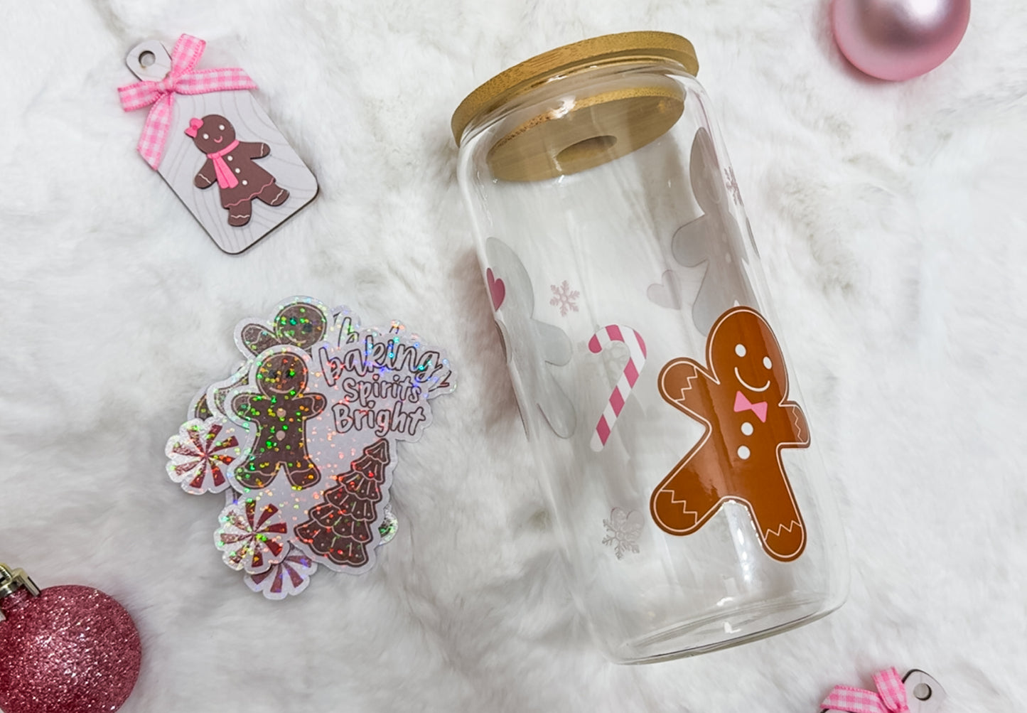 Gingerbread Snowflake Glass Cup