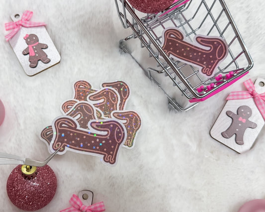 Gingerbread Weenie Dog Sticker