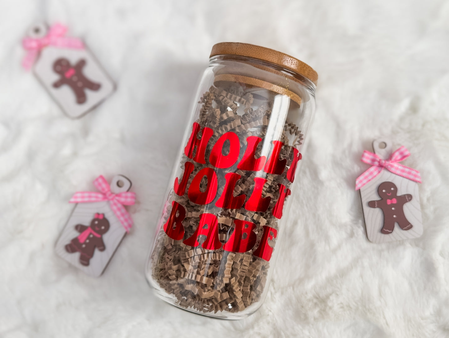 Holly Jolly Babe Glass Cup – 16 oz