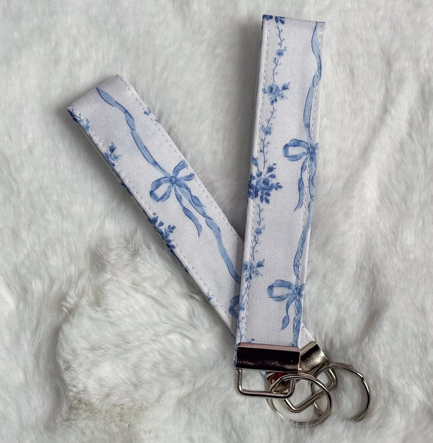Pretty in Blue Bows Keychain Wristlet
