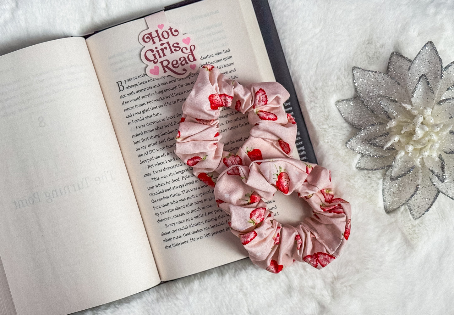 Pink Strawberry Scrunchie
