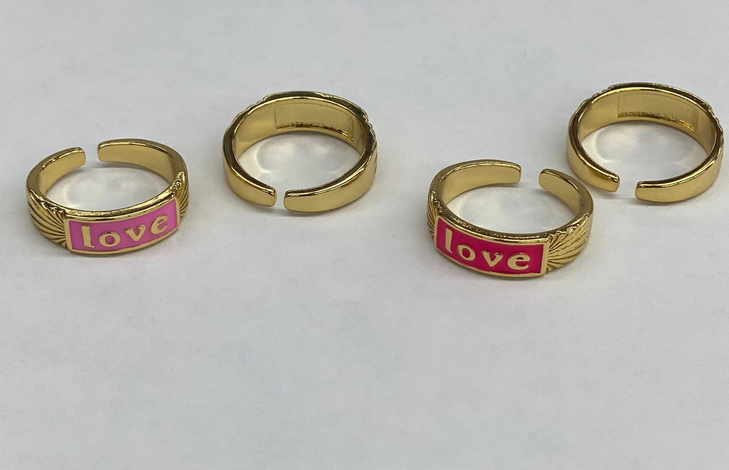 Gold Enamel Love Adjustable Ring